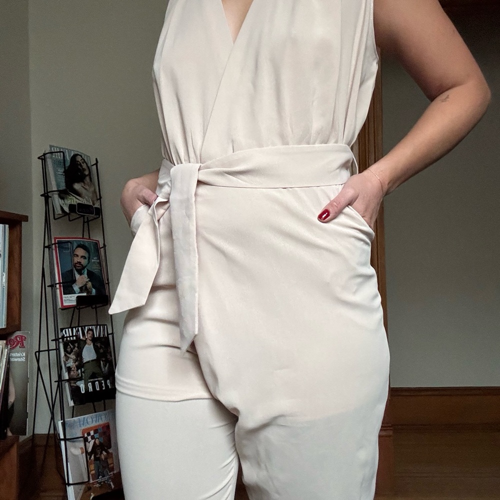 Entro Soft Cream Belted Jumpsuit